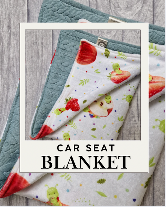Car Seat Blankets - 45x60cm - Please leave a comment in the checkout with what backing you would like.