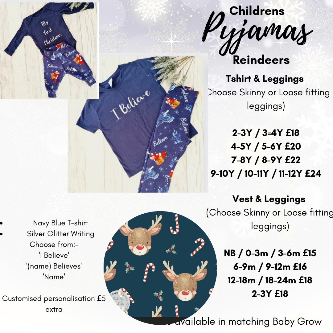 Christmas Tshirt / Vest & Leggings Sets -Pyjamas - Newborn - 11-12Y - DISPATCH NOV 2023