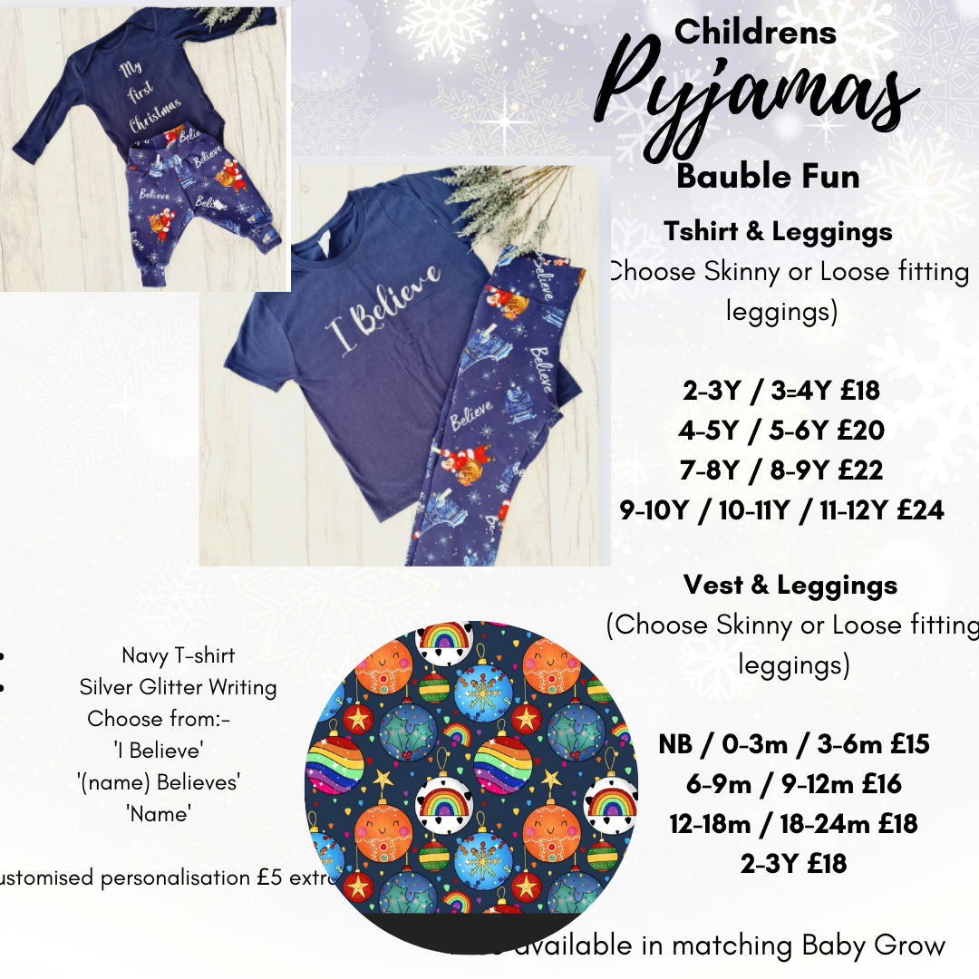 Christmas Tshirt / Vest & Leggings Sets -Pyjamas - Newborn - 11-12Y - DISPATCH NOV 2023