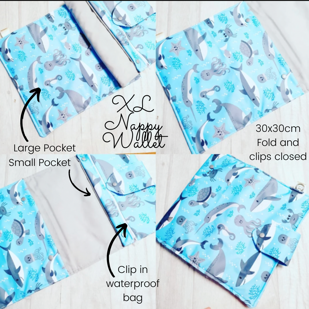 XL Nappy Wallet - Double the size of our standard Nappy Wallet - Great for Reusable Nappies